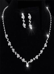 Silver Bridesmaid Crystal Necklace Earrings Set Wedding Bridal Jewellery XBUK6735295