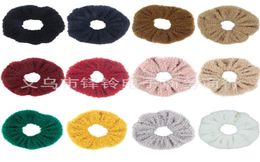 12 Colour Women Girls Teddy cashmere Elastic Ring Hair Ties Accessories Ponytail Holder Hairbands Rubber Band Scrunchies5717109