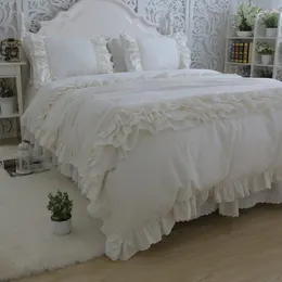 Bedding Sets Amazing Luxury Set King Size Embroidery Big Ruffle Lace Layer Duvet Cover Bedspread Princess Bed Linen Pillowcase HM-02W