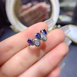 Cluster Rings FS 3 5mm Natural Sapphire S925 Sterling Silver Fashion Ring With Certificate Fine Charm Weddings Jewelry For Women MeiBaPJ