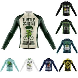 Funny Turtle Long Sleeve Cycling Jersey Bicycle Clothing Breathable Road Bike Racing Jersey Unisex Anti-UV MTB Riding Wear Shirt 240321