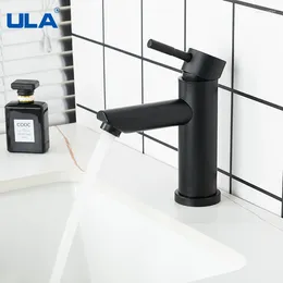 Bathroom Sink Faucets ULA Black Faucet Washbasin Water Mixer Tap Cold Taps Waterfall Basin