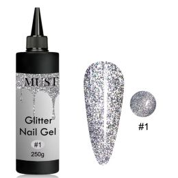 Gel 250g Disco Gel Night Reflective Diamond Glitter Gel Nail Polish Sparkling Auroras Laser Nail Gel Shiny Sequins UV Gel Varnish