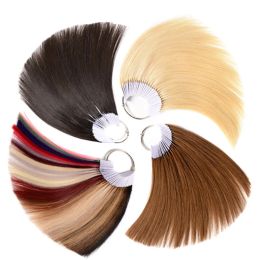 Rings Human Hair Swatch Hair Rings 30pcs Coloured Strands for Hair Test Strand Hairdresser Supplies Hair Colour Ring Extension
