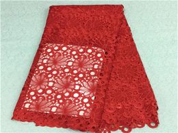 Gorgeous red african embroidery water soluble lace fabric with flower guipure lace cloth for party dress BW1325yardspc2251035