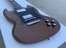 Custom Shop Natural Walnut Brown SG Electric Guitar Rosewood Fingerboard Pearl Trapezoid inlay Chrome Hardware1382931
