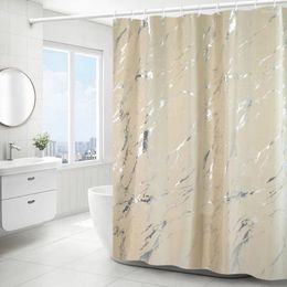 Shower Curtains Light Luxury Simple Silver And Gold Stamping Marble Pattern Bathroom Waterproof Curtain Partition