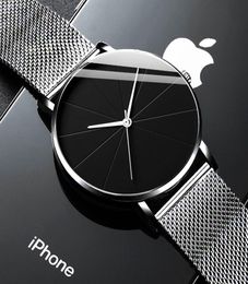 Wristwatches Fashion Mens Minimalist Watches Luxury Stainless Steel Mesh Belt Quartz Watch Simple Men Business Casual Clock Relogi5621285