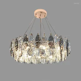 Chandeliers Modern Leaf Crystal Luxury Round Chandelier Atmospheric Hanging Light Lampen Suspension Luminaire For Living Room Dining