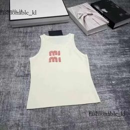miui bag Designers T-shirt Women's Tanks miu Anagram-embroidered Cotton-blend Tank Top Shorts Designer Suit Knitted Femme Cropped Jersey Ladies Tops mui mui 638