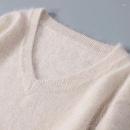 Men's Sweaters V-neck Mink Cashmere Sweater High Quality Loose And Comfortable 15 Colours Available For Top 2024 Model