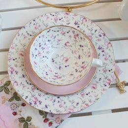 Cups Saucers Pink Porcelain Luxury Cup Saucer Small Design Afternoon Tea Coffee Mug Breakfast Milk Dessert Taza Desayuno Home Kitchen Items