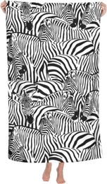 Towel Zebra Beach Abstract Wild Fun Animal Black And White Zebras Bath For Women Men Sand Proof Absorbent Blanket