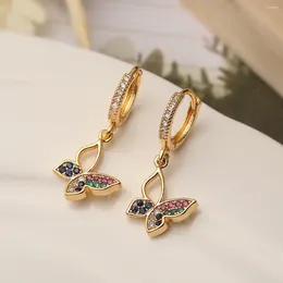 Dangle Earrings Glamorous Butterfly Drop For Women Girls Gold Silver Colour Cubic Zirconia Female Party Daily Jewelry