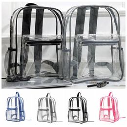 Backpack Large Capacity Transparent Casual Zipper Visible Pvc Soft Handle School Bag Travel