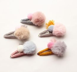 20cslot Modish Girls Top Quality Roll Shape Hairpins Kids Hair Clip Korean Double Wool Ball Hair BB Barrette Children Hairpin8264361