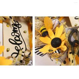 Decorative Flowers Fashion Sunflowers Wreath Fine Workmanship Reusable Bee Day Ornament Festival Decor