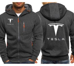 Hoodies Men Tesla Car Print Casual Hip Hop Harajuku Long Sleeve Hooded Sweatshirts Mens Zipper Jacket Man Hoody Clothing3554064