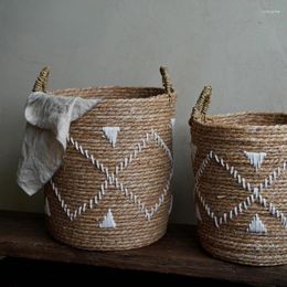 Laundry Bags Idyllic Storage Basket For Dirty Clothes Large Capacity Portable Hamper Hand-woven Straw Organiser