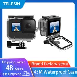 Cameras TELESIN 45M Waterproof Housing Case for Gopro Hero 11 10 9 Black Diving Protective Underwater Cover Lens Philtre Set Accessories