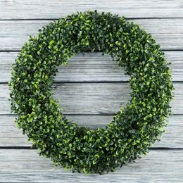 Decorative Flowers Artificial Boxwood Wreath For Front Door Decor By Eucalyptus Garland Frame Fall Hawaiian Accessories Mini G