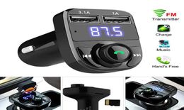 X8 CAR FM Transmitter Aux Modulator Car Kit Bluetooth Handsfree o Receiver MP3 Player with 3.1A Quick Charge Dual USB Car C with Box6038133