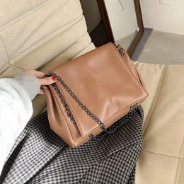 Shoulder Bags Vintage Chain Designer PU Leather Crossbody For Women 2024 Winter Womens Trend Handbags Tote Cross Body Purse