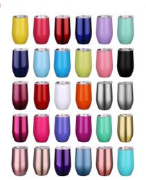 Colourful Stemless Wine Glasses Stainless Steel Eggs Mugs with Seal Lid Shatterproof Vacuum Egg Shape Cups water bottle 12oz WY7561550369