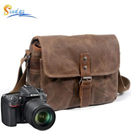accessories Retro Camera Bag Waterproof Photography Packages Dslr Shoulder Sling Case for Nikon Canon Sony Canvas Micro Single Messenger Men