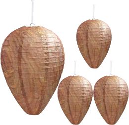 Traps 4 Pack Wasp Nest Decoy Safe Hanging Wasp Repellent Deterrent Fake Nest Drive Beehive Lantern for Outdoor Home Garden Supplies