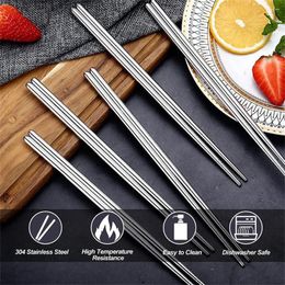 Chopsticks Stainless Steel Tableware Portable Reusable Blue Porcelain Patters Sticks Kitchen Dishes For Sushi