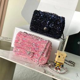 2024 Spring Summer Newest MINI CF Luxury Designer Totes Bags Women Pink Blue Bling Glitter Sequin Shoulder Bags Handbag crossbody bag Chain Tote Bag Purse