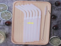 Drinking Straws 50sets/lot 1 22cm 6pcs Reusable Transparent Straw Silicone Pcs Cleaner Brush Set For Party Supply