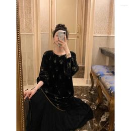 Casual Dresses Miiiix Korean Fashion High End Fairy Dress Women's Winter Heavy Industry Exquisite Round Neck Plush Female Clothing