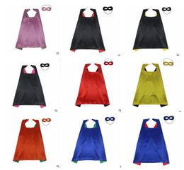 Cape Mask Sets Double Layer Pure Color Kids Cosplay Prop Two Sides Color Kids Christmas Halloween Costumes Birthday Party Clothes 7637405