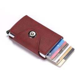 Card Holders Wallet Crazy Horse PU Leather Aminium Box Automatically Pops Up Holder Men And Women Metal Fashion CardCard6496146