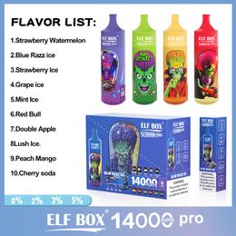 ELF BOX RGB puff 14000 PRO Disposable Vape puff 14k E Cigarette 0% 2% 5% LED DISPLAY 1.0Mesh Coil Vape pen 10 Flavors elf bars 600mah 25ml Cartridge pod LED light vs BANG BOX 12K