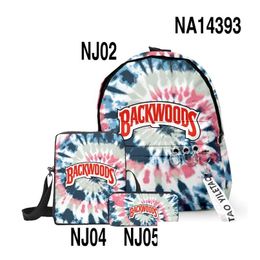 Outdoor Bags 3D Backwoods Backpacks 3Pcs/Set Red Smell Proof Laptop Shoder Schoolbag Backwood Print Bag Shoderbags Boys Knapsack Drop Dhgli