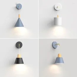 Wall Lamp Nordic Sconce Creative Children Room Macaron Personality Bedside LED Light Modern Simple Lamps Corridor Bedroom