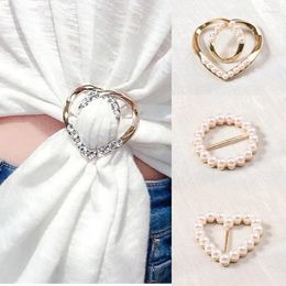 Brooches Fashion Corner Hem Waist Knotted Crystal Pearl Metal Hijab Scarf Ring Button Shirt T-shirt Fixed Buckle Accessories