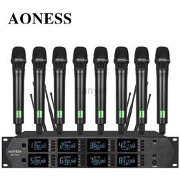 Microphones Professional wireless microphone UHF 8-channel handheld collar clip conference microphone karaoke singing dynamic microphone 240408