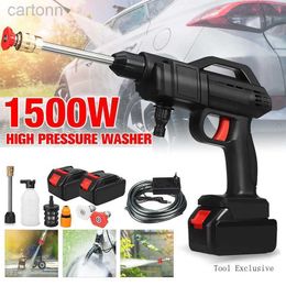 Gun Toys New 1500W Car Washer Electric Cordless Pressure Spray Water Gun Cleaner Washer Gun Water Hose Cleaning With Battery 240408