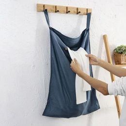 Laundry Bags 2024 Linen Hanging Hamper Over The Door With Buttons Zipper Saving Travel Home Space Dirty Clothes