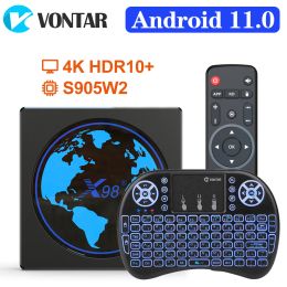 Box 2022 X98 mini Smart TV Box Android 11 4G 64GB 32GB Amlogic S905W2 X98mini AV1 Wifi BT Youtube Media Player 2G16G Set Top Box