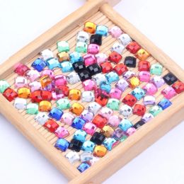 Eyeliner 5mm 5000pcs Acrylic Rhinestones Square Shape Flatback Earth Facets Many Colours Flat Back Glue on Beads Diy Nail Art Decoration