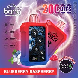 Authentic Bang Gear Bar 20000 Puffs Digital Disposable Vape 25ml 500mAh Desechable E Cigarette Pod Device 20K Smart Screen