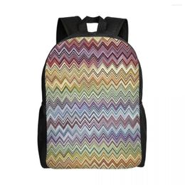 Backpack Boho Chic Modern Zigzag Backpacks For Men Women Water Resistant School College Geometric Multicolor Bag Print Bookbag