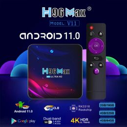 Box H96 MAX Android 11 TV BOX 2.4G 5.8G 2G 16G/4G 32G/4G 64G 4k H.265 3D TV Receiver Media Player High Qualty Fast TV Set Top Box