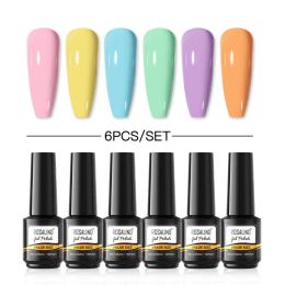 Dresses Rosalind 6pcs/set Gel Polish Set Summer Semi Permanent Hybrid Gel Varnish Need Lacquer Base Top Coat Nails Art for Nail Gel Kit