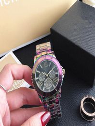 Fashion design Brand Watches women Girl 3 Dials colorful style Metal steel band Quartz Wrist Watch M951074275